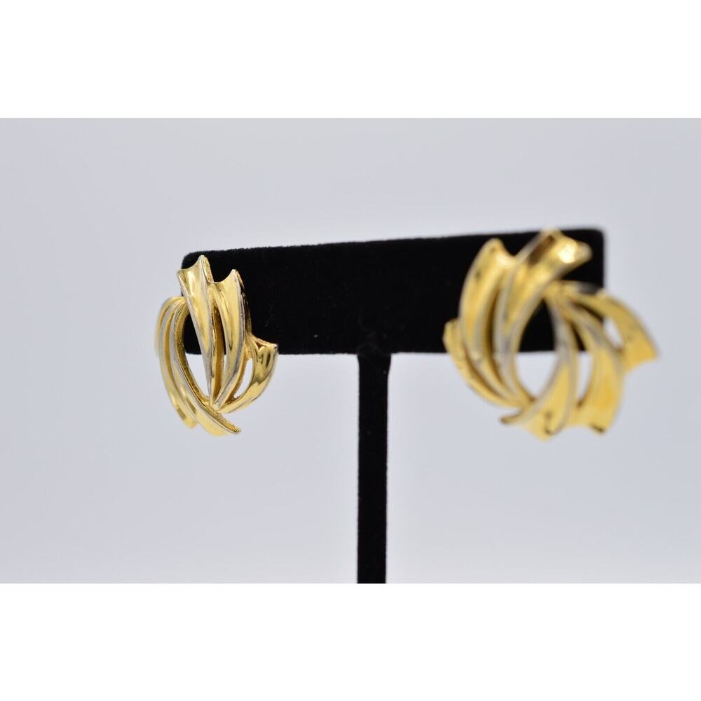 Givenchy Vintage Pierced Statement Earrings Gold Tone Signed 1980s AS IS BinAB - Picture 3 of 10